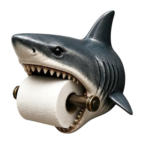 Ocean Guardians Toilet Paper Holder Series, Funny Toilet Paper Holder, Toilet Paper Roll Holder Wall Mounted, Toilet Paper Roll Holder with Phone Shelf Tissue Holder for Bathroom Washroom, Shark - color: Shark