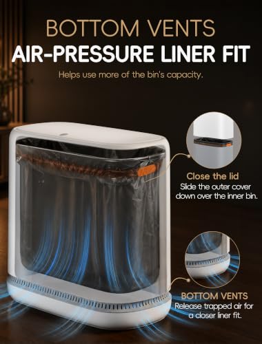 Small Bathroom Trash Can with Lid, Dog Proof Slim Press Top Garbage Can, White Plastic Narrow Waste Basket, for Bathroom Bedroom Office 3.1 Gal with 5 Rolls 75 Trash Bags