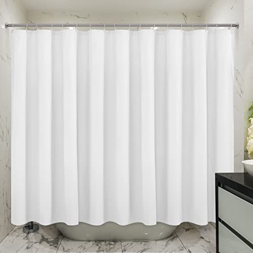 Embossed Microfiber Extra Wide Shower Curtain Liner 108 x 72 inches, Soft Fabric Shower Curtain Washable and Water Repellent,108x72, White - color: White, size: 108"W x 72"L (Pack of 1)