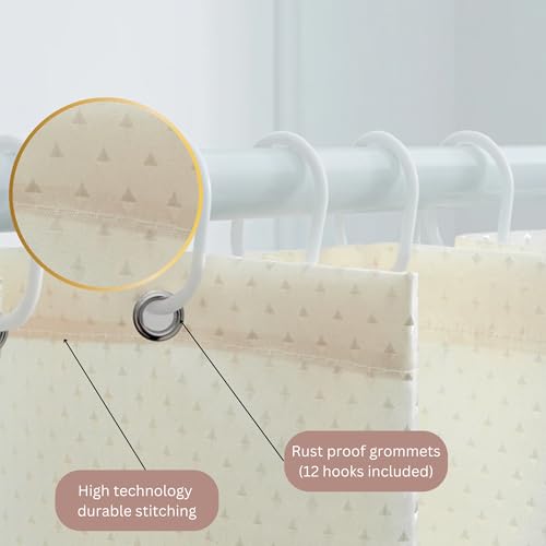 Fabric Shower Curtains - Fabric Shower Curtain Liner Washable - Hotel Quality Shower Curtains - Bathroom Shower Curtain - Cloth Shower Curtain- With 12 Hooks 72in x 72in - color: Beige