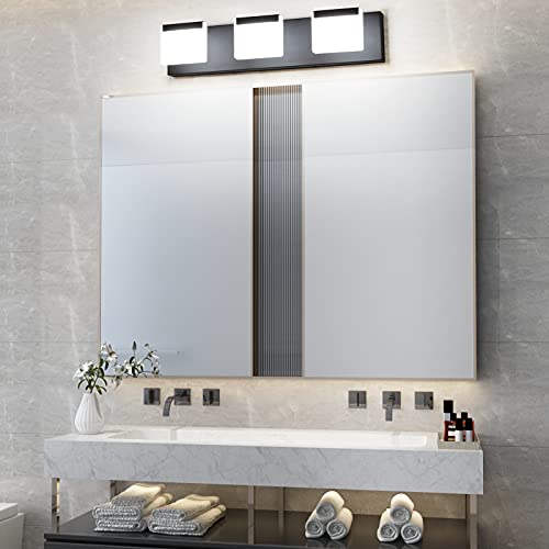 Ralbay LED Modern Black Vanity Light 3 Light Acrylic Matte Black Bathroom Vanity Wall Light Modern Black Bathroom Vanity Lighting Fixtures - color: Black, size: 3-Light