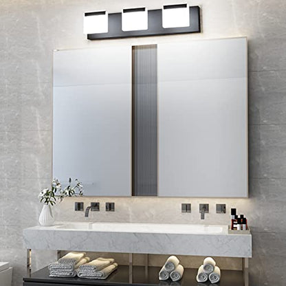 Ralbay LED Modern Black Vanity Light 3 Light Acrylic Matte Black Bathroom Vanity Wall Light Modern Black Bathroom Vanity Lighting Fixtures - color: Black, size: 3-Light