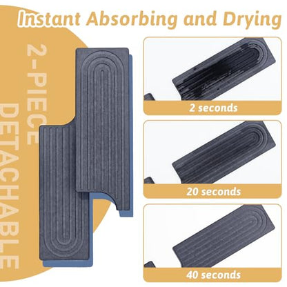 Kitchen Faucet Absorbent Mat with U-Shape Hole, 23.6" Diatomaceous Earth Splash Guard for Sink Faucet, Aesthetic Water Absorbing Stone Tray Draining Mat for Modern Home, Gift for Girlfriend, Dark Grey - size: 23.6" x 3.9"