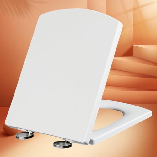Soft Close Toilet Seat - White, Quick Release for Easy Cleaning, Comfortable & - size: 34.5*43cm