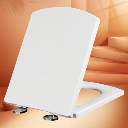 Soft Close Toilet Seat - White, Quick Release for Easy Cleaning, Comfortable & - size: 34.5*43cm