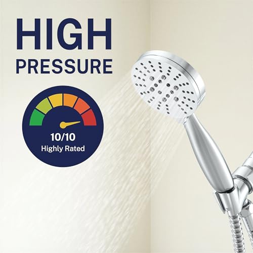 HammerHead Showers® Solid Metal 3-Spray Hand Held Shower Head, Chrome | Select from Wide, Massage, and Mist Sprays | 2.5 GPM High Flow Handheld Showerhead | Made from 304 Stainless Steel - color: Chrome, size: 2.5 GPM