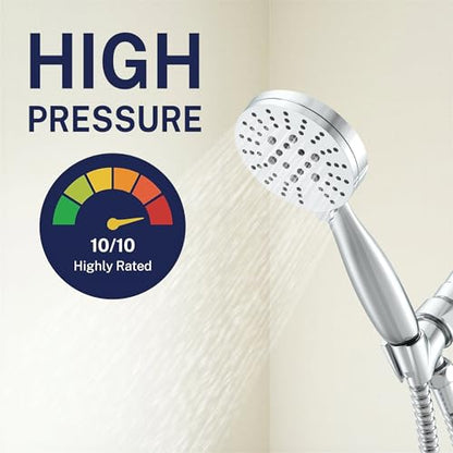 HammerHead Showers® Solid Metal 3-Spray Hand Held Shower Head, Chrome | Select from Wide, Massage, and Mist Sprays | 2.5 GPM High Flow Handheld Showerhead | Made from 304 Stainless Steel - color: Chrome, size: 2.5 GPM