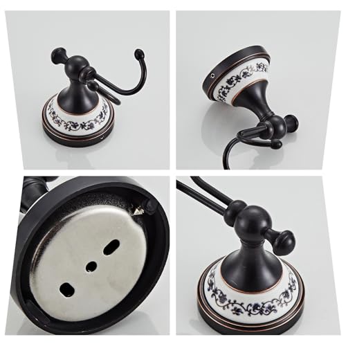 Black Bronze Brass Bath Towel Hooks Wall Mounted Bathroom Clothes Hook, Antique Brass Horn Shape Curved Towel Hooks - color: Black, size: Clothes Hook