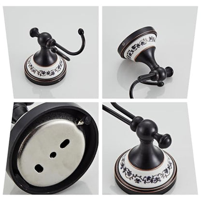 Black Bronze Brass Bath Towel Hooks Wall Mounted Bathroom Clothes Hook, Antique Brass Horn Shape Curved Towel Hooks - color: Black, size: Clothes Hook