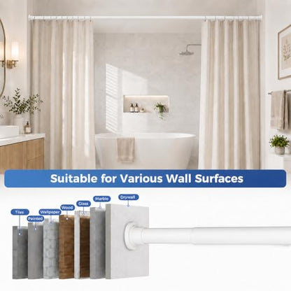 ALLZONE Adjustable Tension Curtain Rod, 42 to 78 Inches, Spring Loaded Curtain Rods No Drilling, Renter Friendly Tension Rod for Windows, Shower, Closet, No Drill, Non-Slip, White - color: White, size: 42-78 Inches
