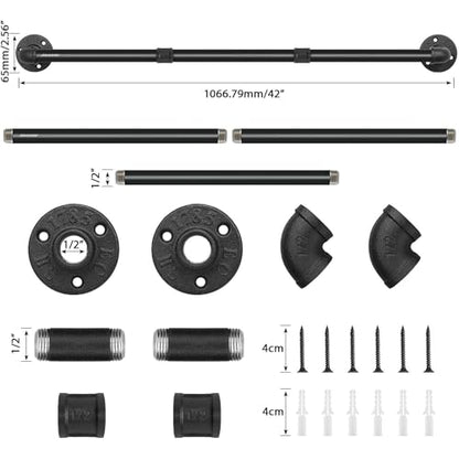 Industrial Pipe Towel Rack Towel Bar, Heavy Duty Wall Mounted Rustic Farmhouse Bath Towel Holder for Bathroom (Black, 42 inch) - color: Black, size: 42 inch