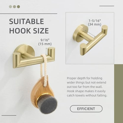 Angle Simple Bathroom Towel Hook, SUS304 Stainless Steel Robe Hook, Hand Towel Holder Wall Mount, Brushed Gold - color: Brushed Gold, size: 1 Pack