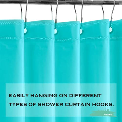 Aqua Blue Plastic Shower Curtain Or Liner, 72x72 Inch Lightweight Teal Blue Plastic Bathroom Shower Showroom Inner Curtain with Rustproof Metal Grommet Holes and Weighted Magnets - color: D05-aqua, size: 72"W x 72"L (Pack of 1)