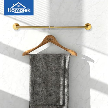Adjustable Towel Bar, HOMOTEK Economical Bathroom Towel Holder Rod from 12 Inch to 22 Inch Single Towel Racks, Wall Mount Towel Rail, Towel Hanger Hook for Kitchen(1 Pack Gold) - color: Gold, size: 1 Pack