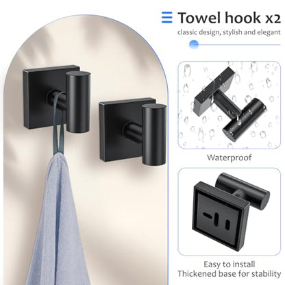 5 Pieces Bathroom Hardware Accessories Set Matte Black Towel Bar Set Stainless Steel Wall-Mounted Towel Holder 23.6 Inch Towel Racks for Bathroom - color: Matte Black