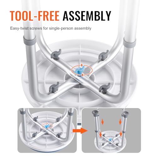 VEVOR Shower Chair for Inside Shower, 360 Degree Swivel Shower Seat, Adjustable Height Shower Stool, Non-Slip Bench Bathtub Seat Stool for Elderly Disabled Adults Handicap, 300 lbs Capacity - size: 300 lbs 360 Degree Swivel Seat