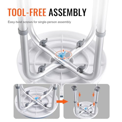 VEVOR Shower Chair for Inside Shower, 360 Degree Swivel Shower Seat, Adjustable Height Shower Stool, Non-Slip Bench Bathtub Seat Stool for Elderly Disabled Adults Handicap, 300 lbs Capacity - size: 300 lbs 360 Degree Swivel Seat