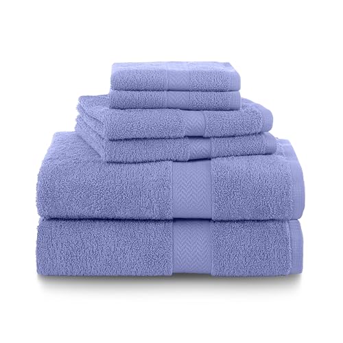 Martex 6-Piece 100% Ringspun Cotton Towel Set, Lavender | Quick Dry, Super Absorbent & Soft, Lightweight, 2 Bath, 2 Hand, 2 Wash Cloths - color: Lavender