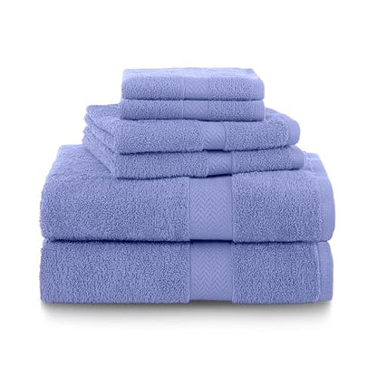 Martex 6-Piece 100% Ringspun Cotton Towel Set, Lavender | Quick Dry, Super Absorbent & Soft, Lightweight, 2 Bath, 2 Hand, 2 Wash Cloths - color: Lavender