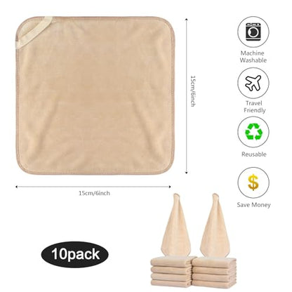 Microfiber Facial Cloths Fast Drying Washcloth 12inch x 12inch (10pack, Cream) - color: Cream, size: 1 Count (Pack of 10)