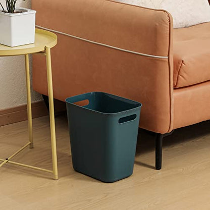 UUJOLY Plastic Small Trash Can Wastebasket, Garbage Container Basket for Bathrooms, Laundry Room, Kitchens, Offices, Kids Rooms, Dorms, 3.5 Gallon, Blue Green | Compact Sturdy Garbage Can for Bathroom, Laundry Room, Kitchen, Office, Kids Room, Dorm, Durab