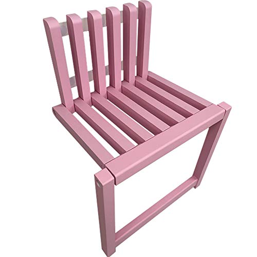Folding Chair Wall-Mounted Invisible Shoe-Changing Stool Made of Solid Wood Wall Seat Folding with Support Legs Saving Space Suitable for Various Occasions Pink - color: Pink