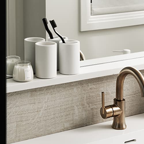 White Resin Bathroom Tumbler Cup - White Toothbrush Holder, 4x2.75 Inch, 12oz Capacity, Minimalist Vanity Countertop Organizer - color: White