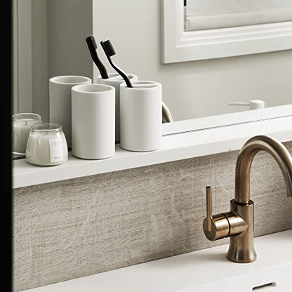 White Resin Bathroom Tumbler Cup - White Toothbrush Holder, 4x2.75 Inch, 12oz Capacity, Minimalist Vanity Countertop Organizer - color: White