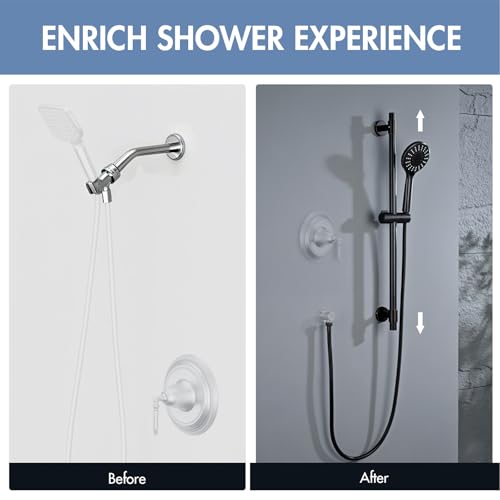 Adjustable 30-Inch Shower Slide Bar with 5-Function Handheld Shower Head, Stainless Steel Wall Mount Shower Slide Bar Set with Extra Hose (Oil Rubbed Bronze) - color: Oil Rubbed Bronze
