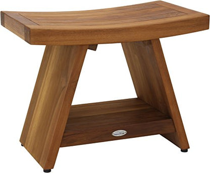 AquaTeak Asia 24" Teak Shower Bench with Shelf & Two-Step Care Kit | Durable, Water-Resistant Teak, Shower Chair & Shaving Foot Rest, Indoor/Outdoor Use - size: D. Bench w/ Care Kit