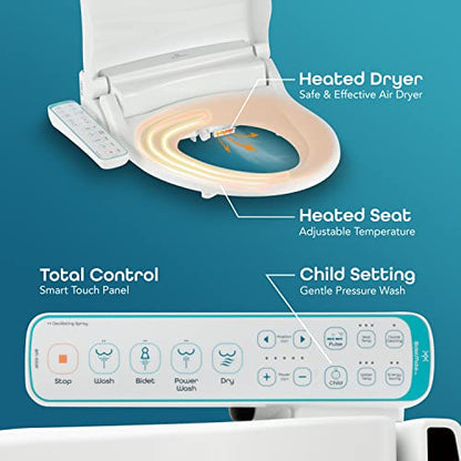 BidetMate 1000 Series Electric Bidet Toilet Seat, Heated Water and Seat | Instant warm-water wash, heated seat, air dryer, and self-cleaning nozzle. Side panel control. Fits round toilets. - style: 1000 Series | Round | Side Panel