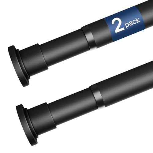 ALLZONE Tension Curtain Rod for Window, 2 Pack 83-123 Inches, Heavy Duty Curtain Rods No Drilling, Non-Slip Bathroom Shower Tension Rod, Renter Friendly, Adjustable, Spring Loaded, Extra Long, Black - color: Black, size: 83-123 Inches 2 Pack