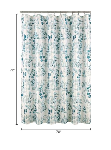 Hotel Quality Fabric Bathroom Shower Curtain: Floral Leaf Damask - Teal, Green and White (72 x 70 inches) - color: Melbourne