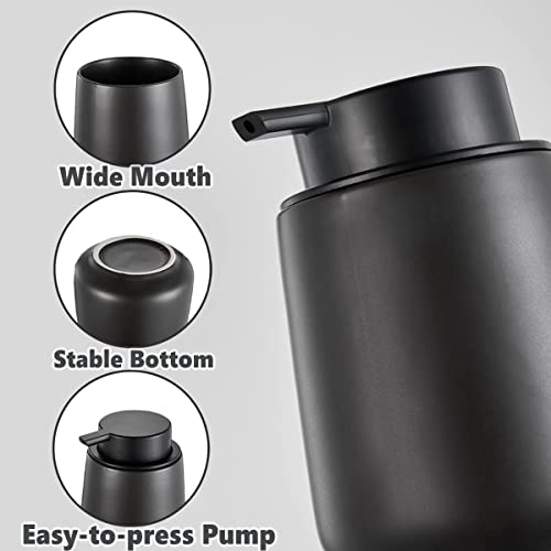 12Oz Hand Soap Dispenser - 2 Pack Ceramic Foam Soap Dispenser Set | Foaming Dispenser with Easy-to-Press Pump, Reusable and Refillable Mordern Dish Soap Dispenser for Bathroom & Kitchen, Black - color: Black Foming Dispenser
