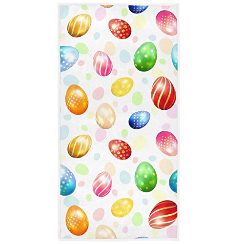 Pfrewn Colorful Easter Eggs Hand Towels 16x30 in Spring Floral Egg Art Bathroom Towel Ultra Soft Highly Absorbent Small Bath Towel Kitchen Dish Guest Towel Happy Easter Day Decorations - color: Egg Art