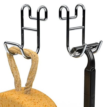 Shower Caddy Hooks, Razor Hanger for Shelf and Loofah (Silver - 1 Closed 1 Open) - color: Silver - 1 Closed 1 Open