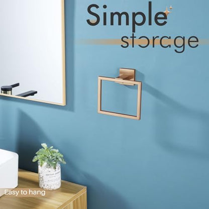 KOKOSIRI Towel Ring Holder Bathroom Lavatory Hand Towel Rack Wall Mount Bathroom Hardware Champagne Bronze Stainless Steel, B3004CPG - color: Champagne Bronze, size: 1 Pack