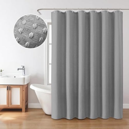 Inhousolu Fabric Shower Curtain, Waffle Weave 230 GSM Polyester, Weighted Hem, Metal Hooks Included, Water Repellent Washable, 36 x 72 Inch, Gray - color: Grey, size: 36"W x 72"L (Pack of 1)