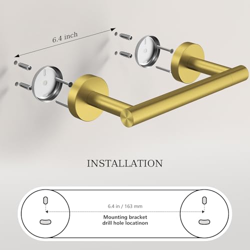 Brushed Gold Toilet Paper Holder & Towel Holder Bathroom Hardware Set | SUS304 Stainless Steel Double Post Pivoting Tissue Roll Holder and Hand Towel Ring Set for Bathroom RV by Evolvegoods - color: Brushed Gold