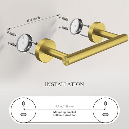 Brushed Gold Toilet Paper Holder & Towel Holder Bathroom Hardware Set | SUS304 Stainless Steel Double Post Pivoting Tissue Roll Holder and Hand Towel Ring Set for Bathroom RV by Evolvegoods - color: Brushed Gold