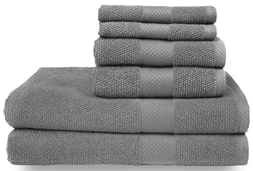 MAURA Premium Bath Towel Set 100% Cotton. 6 Piece Ultra Absorbent Quick Dry Soft Terry Bath Towels for Bathroom, Hotel and Spa Quality, Cool Grey - color: Cool Grey, size: Bath Towels Set