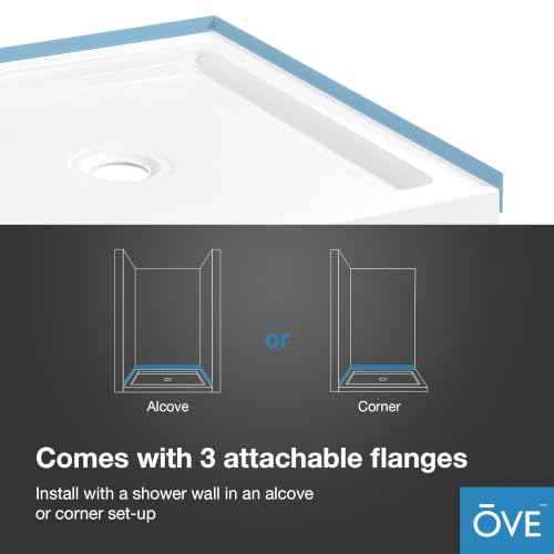 OVE Decors 36x36" Shower Base Center Drain, White - size: 36 x 36, style: Center Drain