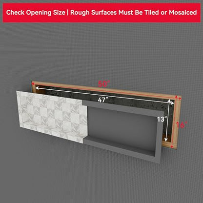 Big Long Shower Niche 12x46(Embedded Size 13x47), Mortar Surface Give Stronger Bonding Strength to Tiles, Waterproof Coating Double Protection Against Water, Perfect as Bathroom Niche - size: 12" x 46"