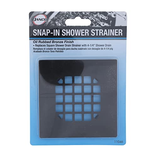 Danco 11046 Snap-In Shower Strainer & Drain Cover, Oil Rubbed Bronze - color: Oil Rubbed Bronze, size: Square [Pack of 1], style: Shower