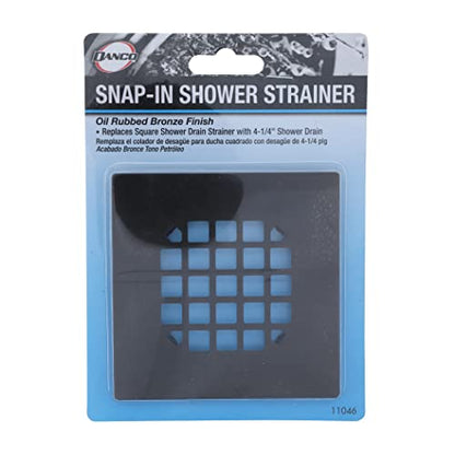 Danco 11046 Snap-In Shower Strainer & Drain Cover, Oil Rubbed Bronze - color: Oil Rubbed Bronze, size: Square [Pack of 1], style: Shower
