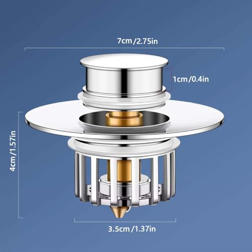 Pop-Up Drain Plug with Screen，Bathtub Plugs，Shower Drain Hair Catcher，Drain Protectors for 1-1/2 to 1-3/4 inch Bathtub Drain Holes