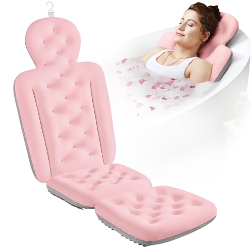 Full Body Bath Pillow for Bathtub, Thick Bathtub Cushion, Luxury Tub Pillow for Bath for Headrest Neck and Back Support Pink 51" x 16" - color: Pink, size: 51" X 16"
