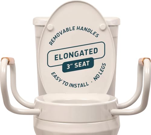 Lunderg Solva Raised Toilet Seat with Handles - Elongated - Adds 3 Inches | Easy to Install Toilet Seat Risers for Seniors - Elegant Bone Design & Works like the one you always use - No Hospital Vibe - color: Almond / Bone, size: Elongated