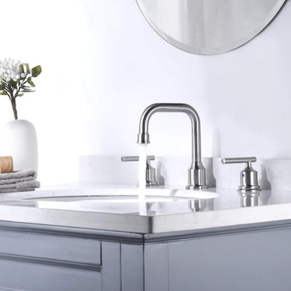 WOWOW Brushed Nickel Bathroom Faucet 3 Hole, Widespread Vanity Sink Faucets | Copper Inlet Faucet for Bathroom Sink with Swivel Spout, 2 Handles Lavatory Tap with Drain and cUPC Supply Line (Set of 2) - color: Brushed Nickel x 2, style: Upgrade-8 Inch