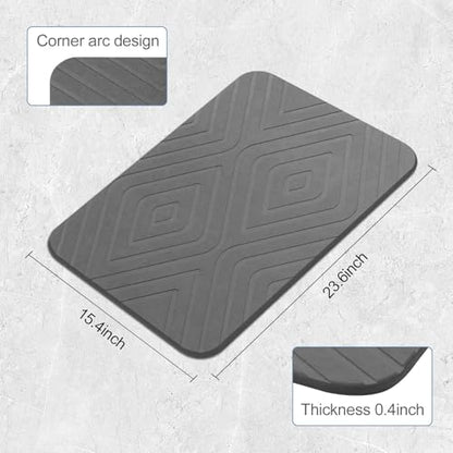 2 Pack Stone Bath Mat, Diatomaceous Earth Shower Mat, Non-Slip Super Absorbent Quick Drying Bathroom Kitchen Floor Mat, 24x15, Grey - color: Grey